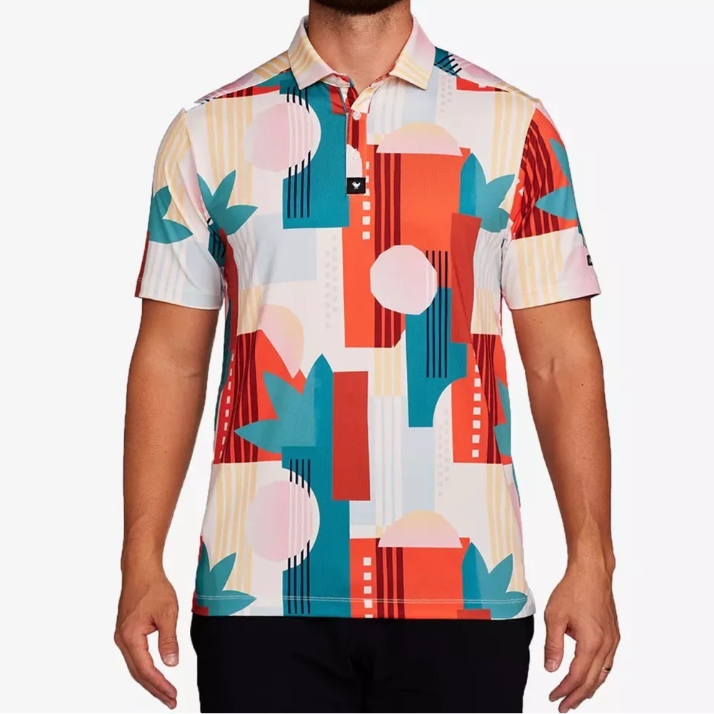 Bad Birdie Albatross Golf Polo Shirt Men’s M Short Sleeve Abstract Athleisure